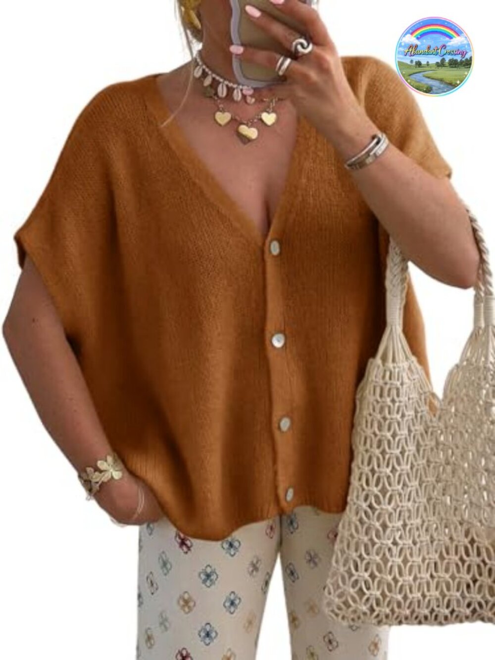 Oversized Batwing Short Sleeve Button Down Cardigan Sweater Women